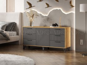 Комод (1500) Флэш (дуб крафт/браш графит) в Уяре - uyar.mebel-nsk.ru | фото