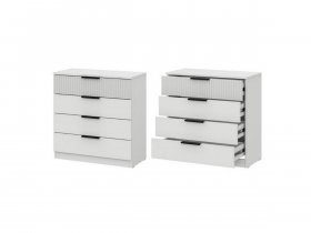 Комод 4 ящика (ЛДСП/МДФ) Эккервуд (белый) в Уяре - uyar.mebel-nsk.ru | фото