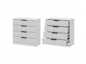 Комод 4 ящика (МДФ) Эккервуд (белый) в Уяре - uyar.mebel-nsk.ru | фото