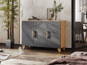 Комод Ирис (дуб крафт/браш графит) в Уяре - uyar.mebel-nsk.ru | фото