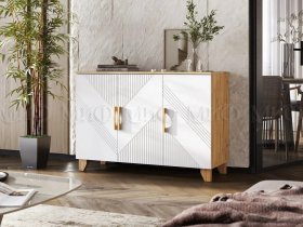 Комод Ирис (дуб крафт/браш вайт) в Уяре - uyar.mebel-nsk.ru | фото