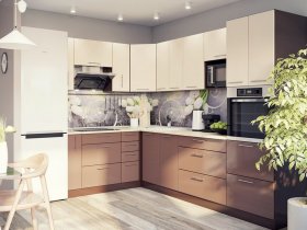 Модульная кухня Классика (ваниль/шоколад) в Уяре - uyar.mebel-nsk.ru | фото