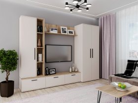 Модульная стенка Верона (сатин/дуб крафт серый) в Уяре - uyar.mebel-nsk.ru | фото