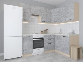 Модульная угловая кухня 1,4м*2,1м Лада (цемент) в Уяре - uyar.mebel-nsk.ru | фото