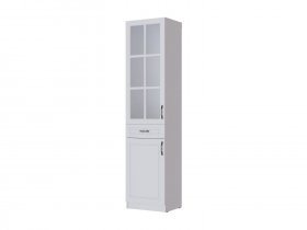 Пенал-витрина Апполия гостиная (белый/белый дуб) в Уяре - uyar.mebel-nsk.ru | фото