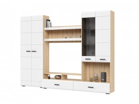 Стенка ГС-01 Либерти (дуб сонома/белый глянец) в Уяре - uyar.mebel-nsk.ru | фото