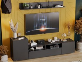 Стенка «Сильвия» (графит серый) в Уяре - uyar.mebel-nsk.ru | фото