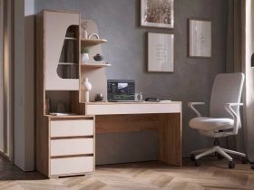 Стол компьютерный Пифагор (дуб вотан/кашемир) в Уяре - uyar.mebel-nsk.ru | фото