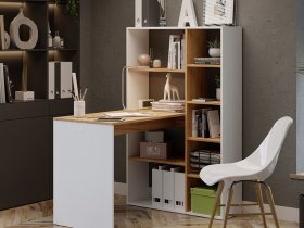 Стол письменный тип 16 (дуб крафт золотой/белый ясень) в Уяре - uyar.mebel-nsk.ru | фото