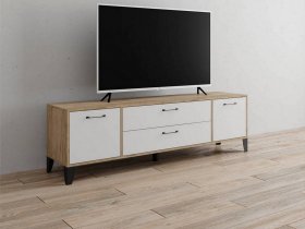 Тумба под ТВ Парус-13 (дуб крафт серый/белый) в Уяре - uyar.mebel-nsk.ru | фото